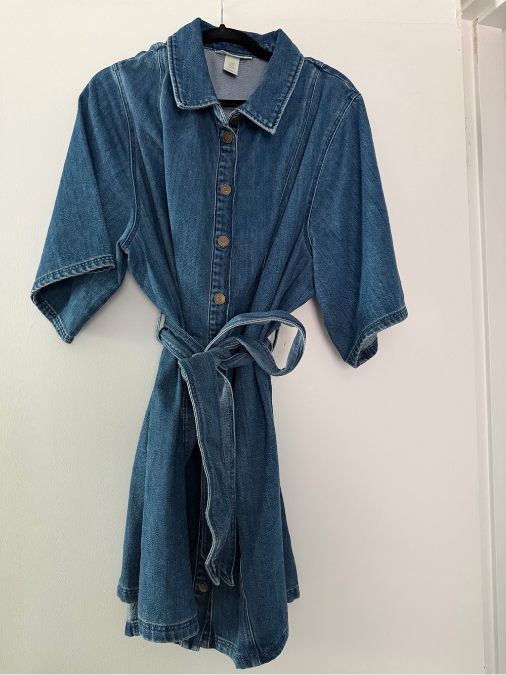 H&M Blue Denim Shirt Dress with Waist Tie XXL